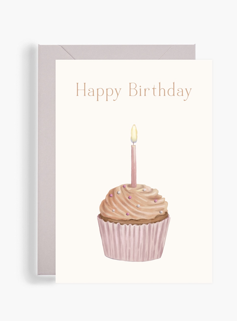 Акварельна вітальна поштова листівка Dear Owl із написом Happy Birthday та ілюстрацією апетитного святкового капкейка з кремом і запаленою свічкою. Акварельна вітальна поштова листівка Dear Owl із написом Happy Birthday та ілюстрацією апетитного святкового капкейка з кремом і запаленою свічкою.